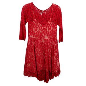 Free People Lace Mini Women Size 2 Asymmetrical Floral Cottagecore Romantic HOCO